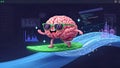 AI Brain Surfing Data Artificial Intelligence, Machine Learning Royalty Free Stock Photo