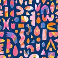 Fun inky abstract seamless pattern, illustration