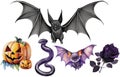 Fun Items Halloween Clipart Watercolor Watercolors AI Generated