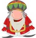 Fun jamaican santa claus mascot cartoon on white background