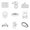 Fun for kiddy icons set, outline style Royalty Free Stock Photo