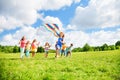 Fun with kite for many kids Royalty Free Stock Photo