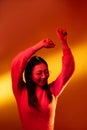 fun lifestyle color light people neon girl dancing Royalty Free Stock Photo