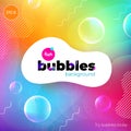 Fun liquid color background with bubbles. Fluid shapes composition. Children design pattern background. Eps10 vector.