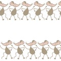 Fun little mice are dancing.Vector Seamless border Royalty Free Stock Photo