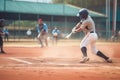 man adult baseball team athlete ball game sport field bat player. Generative AI. Royalty Free Stock Photo