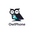 Fun mascot owl phone logo icon vector template