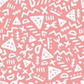 Fun and minimal tribal seamless pattern, colorul folk background with hand drawn shapes - Great for folk modern wallpaper,