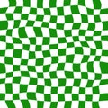 Dark Green Warped Checker Board