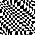 Wavy Warped Black and White Checks