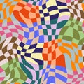 Warped Wavy Geometric Checkered Retro Pattern