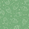 Fun mint popsicle ice cream seamless pattern, happy and fresh repeat background with stars and dots - great for summer themed Royalty Free Stock Photo