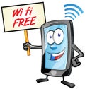 Fun mobile cartoon with wi fi signboard