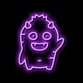 fun monster cute neon glow icon illustration