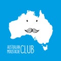 Fun moustache cartoon Australia hand drawn map