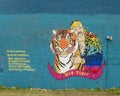 Fun mural in the design district in Dallas featuring the Tiger King, the infamous Joe Exotica