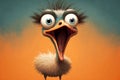 Fun ostrich baby illustration. Generative AI. Royalty Free Stock Photo