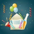 Fun Party Celebrate Birthday Icon Symbol 3d Realistic Cartoon Design Vector Illustration Royalty Free Stock Photo