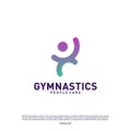 Fun People Healthy logo design concept vector.Gymnastics logo template. People care Icon Symbol