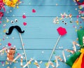 Fun photo booth accessories festive background Royalty Free Stock Photo