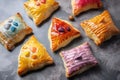 fun and playful take on flaky puff pastry pastries and turnovers, featuring whimsical shapes and colors