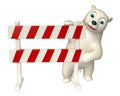 Fun Polar bear cartoon character with baracade Royalty Free Stock Photo