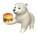 Fun Polar bear cartoon character with burger