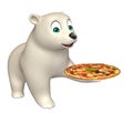 Fun Polar bear cartoon character with pizza Royalty Free Stock Photo