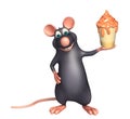 fun Rat cartoon character with ice-cream Royalty Free Stock Photo