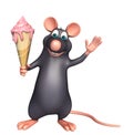 fun Rat cartoon character with ice-cream Royalty Free Stock Photo