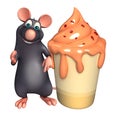 fun Rat cartoon character with ice-cream Royalty Free Stock Photo