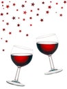 Fun red wine, glasses isolated on white background. Royalty Free Stock Photo