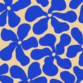 Mid Century Blue Minimalist Flower Power