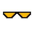 Fun retro pixel sun glass icon, life style meme sunglasses thug, vector illustration