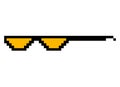 Fun retro pixel sun glass icon, life style meme sunglasses thug, vector illustration