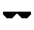 Fun retro pixel sun glass icon, life style meme sunglasses thug, vector illustration