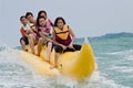 Fun riding banana boat