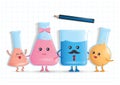 Fun science with cute lab flask family