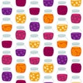 Fun seamless pattern with the colorful fruit jam jars.
