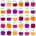 Fun seamless pattern with the colorful fruit jam jars.