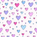 Fun seamless vintage love heart background in pretty colors. Royalty Free Stock Photo