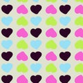 Fun seamless vintage love heart background in pretty colors. Royalty Free Stock Photo