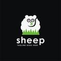 Fun sheep eating grass logo icon vector template Royalty Free Stock Photo