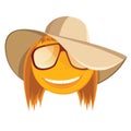 Fun smiley with sunglasses and a beach hat.