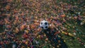 Fun soccer ball on green grass in colorful outdoor playground generated by AI Royalty Free Stock Photo