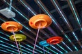 Fun with Spinning Plates .balancing a spinning plate. A collection of spinning yellow, blue, red pink plates