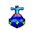 fun spinning top toy game pixel art vector illustration