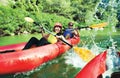 Fun splashing canoe river