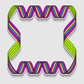 Fun square frame in form of rainbow mosaic tape. Template of web banner, sale or discount, club party flyer, big data poster, fast