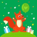 Fun squirrel. Squirrel. Vector squirrel. Congratulation.